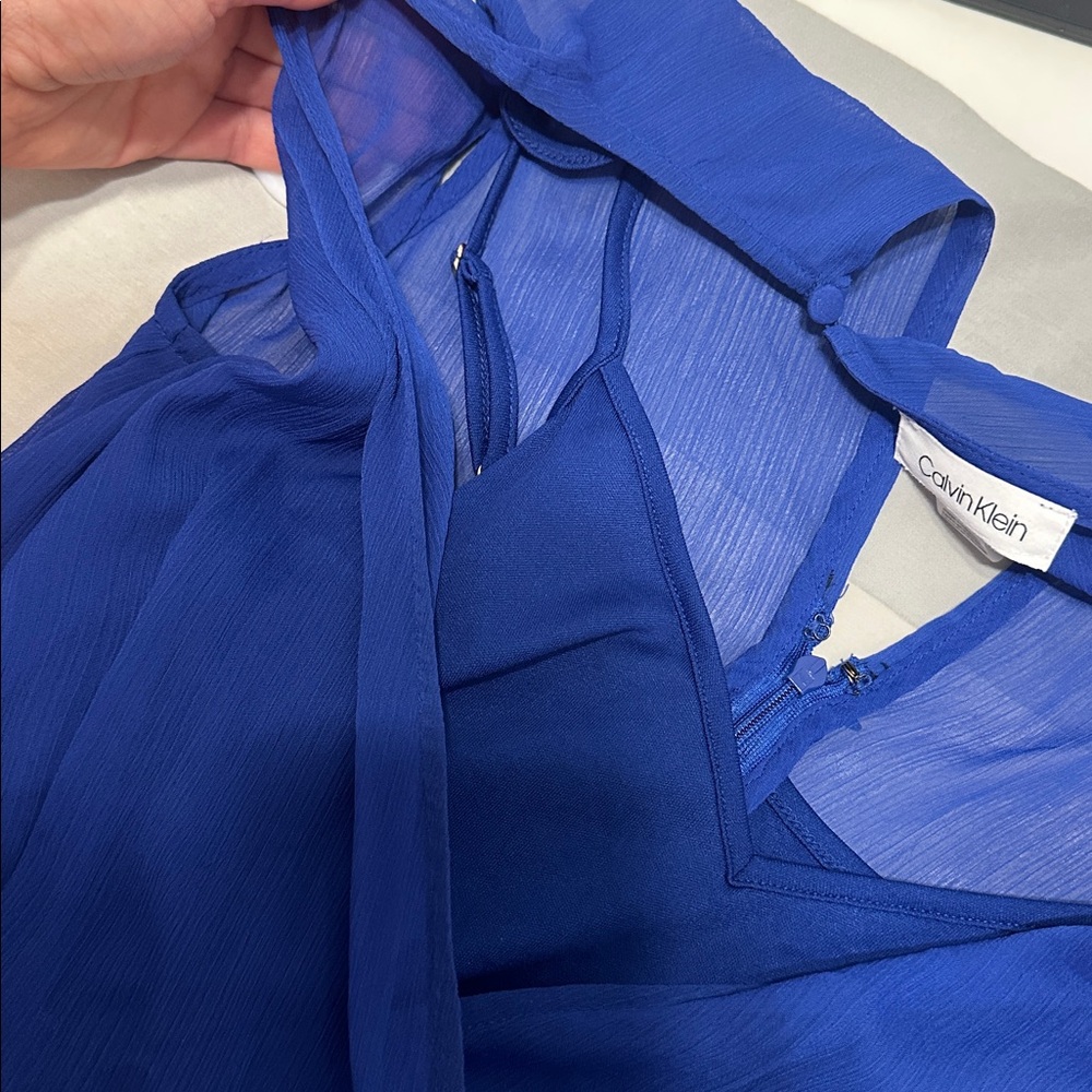 Calvin Klein Royal Blue Sheer Top - Picture 7 of 7